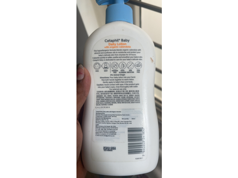 Cetaphil Baby Daily Lotion, Organic Calendula,400 mL