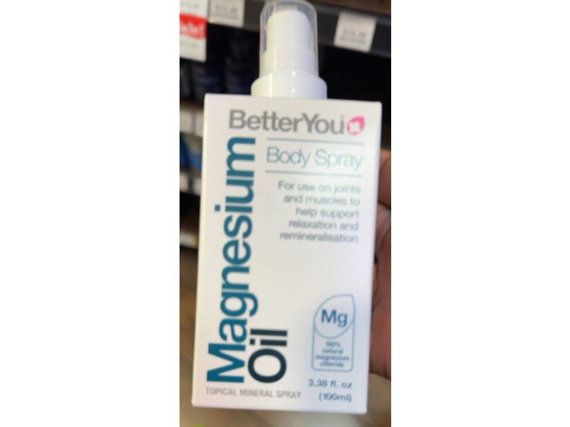 BetterYou Topical Mineral Body Spray, Magnesium Oil, 3.38 fl oz/100 mL