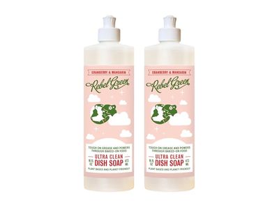 Rebel Green Ultra Clean Dish Soap, Cranberry & Mandarin, 16 fl oz/473 mL, Pack Of 2