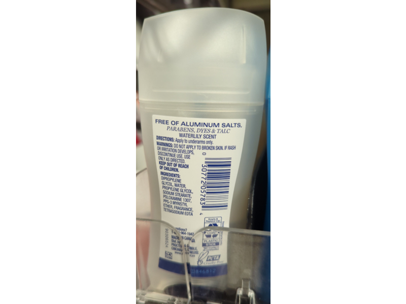 Secret Clear Solid Deodorant, Clear Waterlily, Aluminum Free, 2.4 oz/68 g