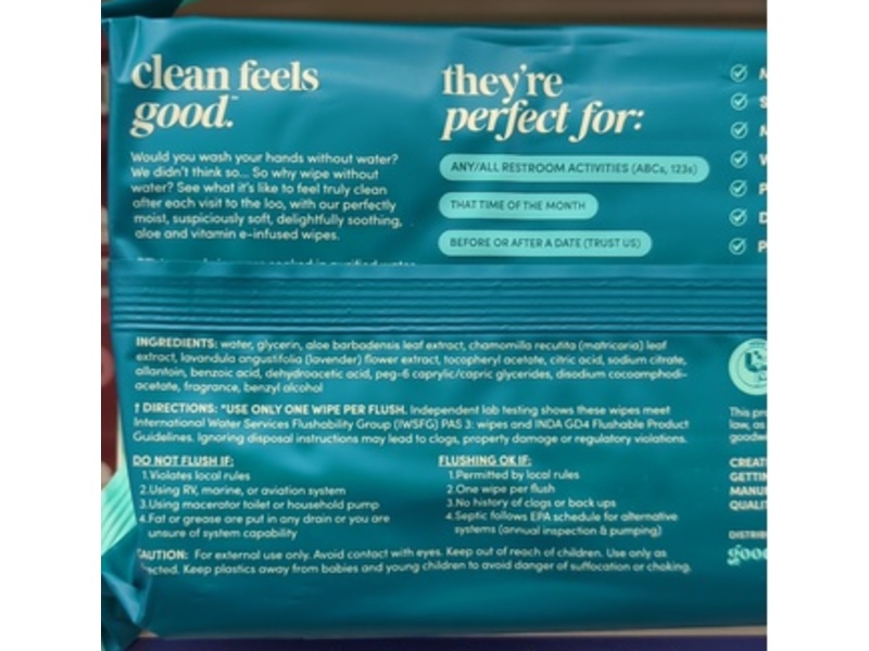 Goodwipes Flushable Wipes, Shea-Coco, 100 Count