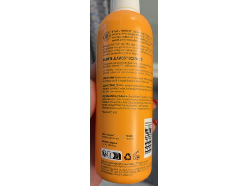 Attitude Natural Care Super Leaves Hair Detangler, 8 fl oz/240 mL