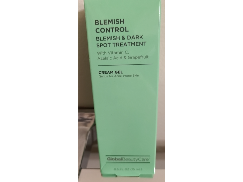 Global Beauty Care Blemish Control Blemish & Dark Spot Treatment Cream Gel, Vitamin C, Azelaic Acid & Grapefruit, 0.5 fl oz/15 mL