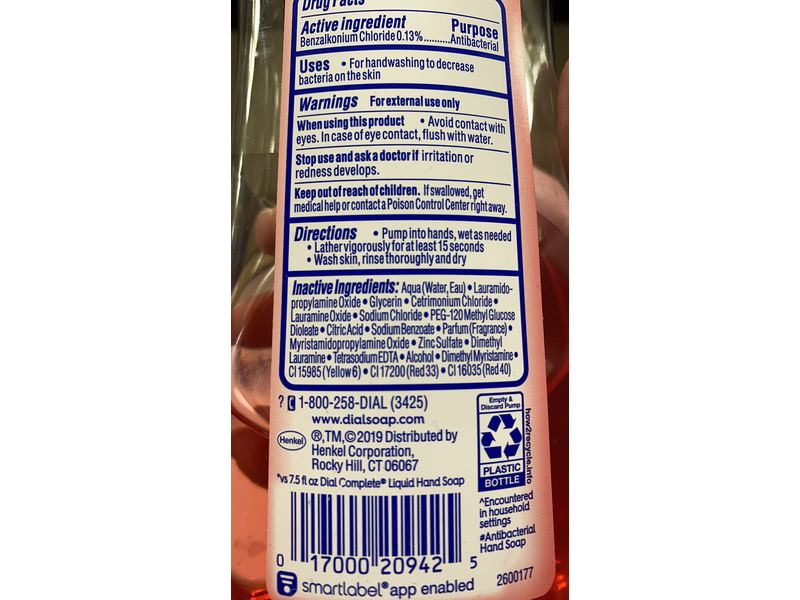 Dial Complete Antibacterial Liquid Hand Soap, Pomegranate Tangerine, 11 fl oz/325 mL