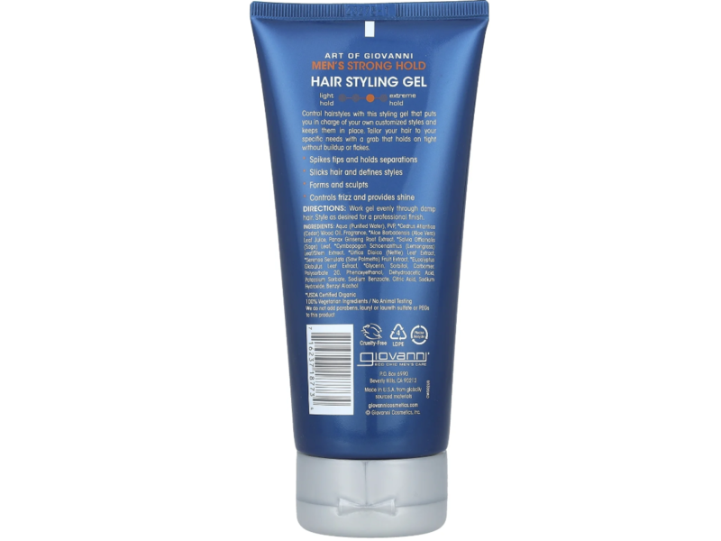 Giovanni Men Strong Hold Hair Styling Gel, Ginseng & Eucalyptus, 6.8 fl oz/201 mL