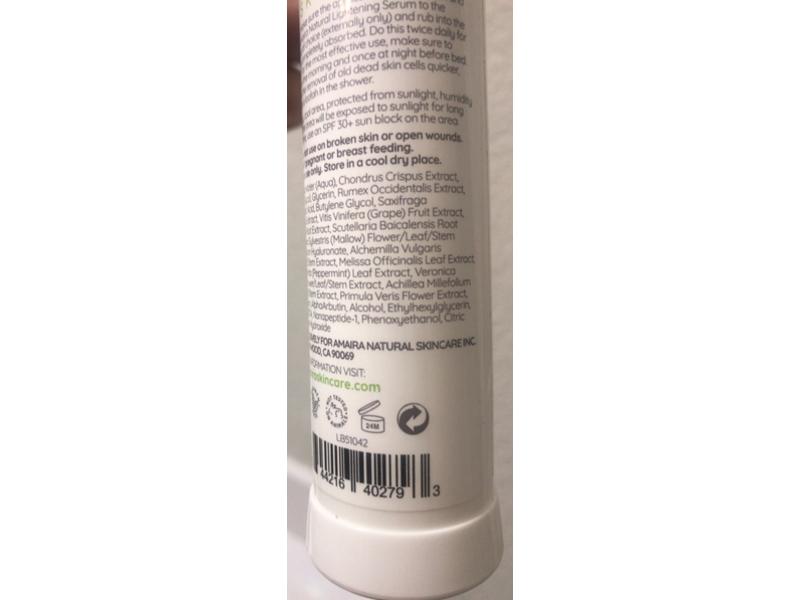 Amaira Skincare Intimate Natural Lightening Serum, Kojic Acid, Mulberry Extract, 1.7 fl oz/50 mL