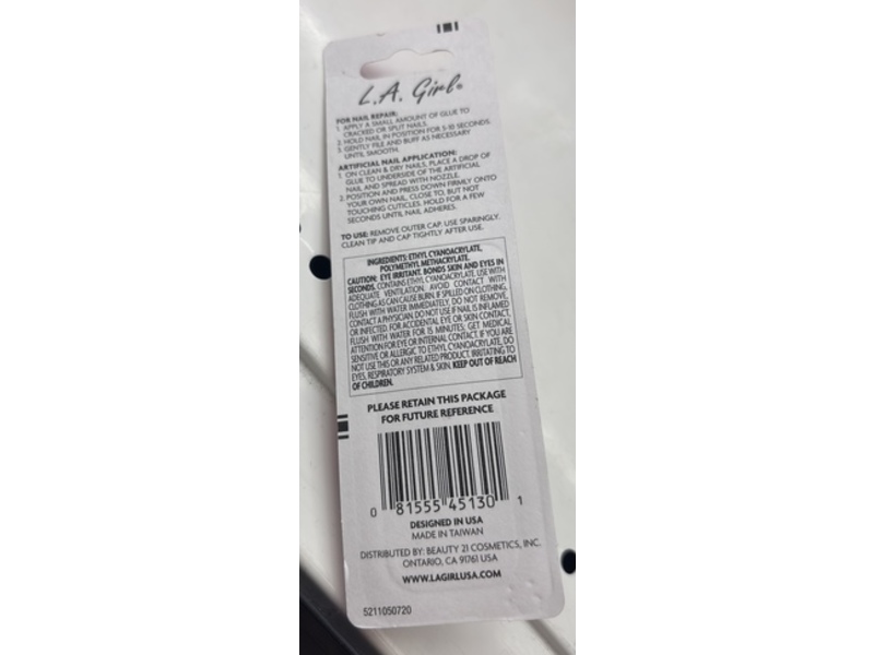 L.A. Girl Ultra Strength Gel Professional Nail Glue, 0.14 oz/4 g