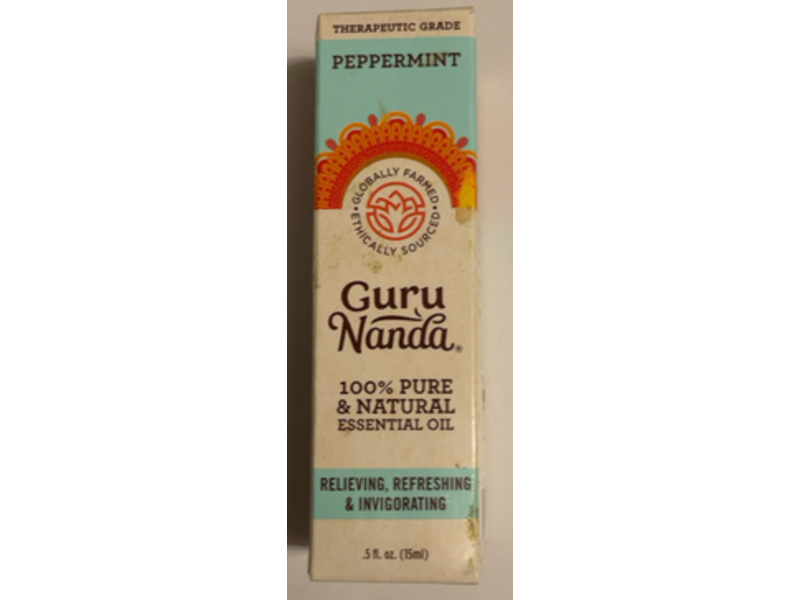 Guru Nanda Peppermint Essential Oil Relieving, Refreshing & Invigorating, 0.5 oz/15 mL