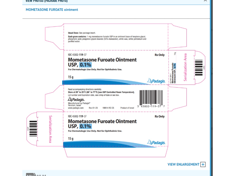 Mometasone Furoate Ointment, 0.1%, 15 g, Perrigo, (RX)