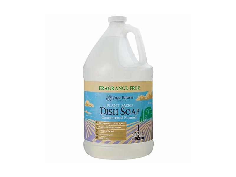 Ginger Lily Farms Botanicals Plant-Based Liquid Dish Soap, Fragrance-Free, 128 fl oz/3.78 L