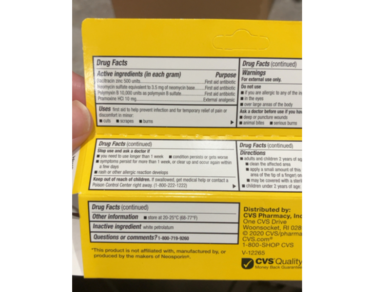 CVS Health Triple Antibiotic & Pain Relief Maximum Strength Ointment, 1 oz/28 g