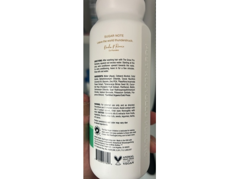 Raw Sugar The Grow Pro Conditioner, Passion Fruit + Marula+ Zinc, 18 fl oz/532 mL