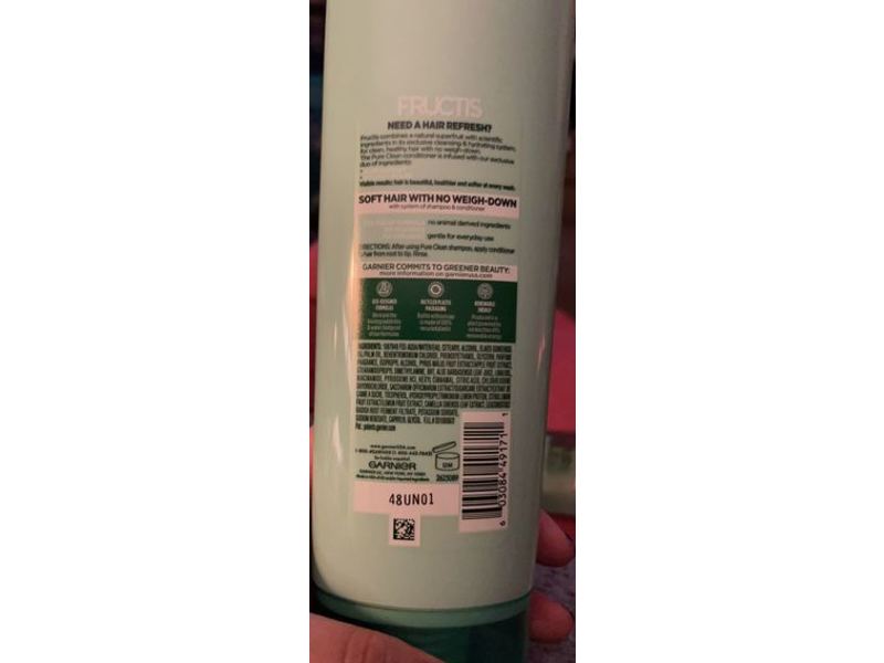 Garnier Fructis Pure Clean Hydrating Conditioner, Silicone Free, 12 fl oz/354 mL
