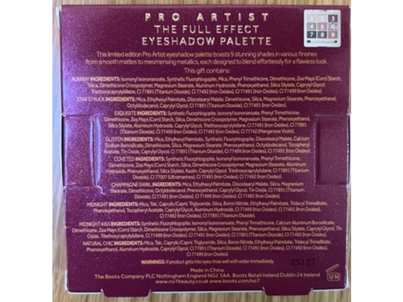 No 7 Pro Artist Eyeshadow Palette, 0.44 fl oz/12.6 g