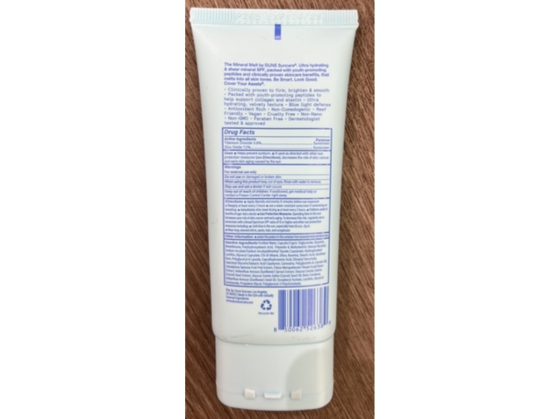 DUNE Suncare The Mineral Melt Sheer Sunscreen, SPF 40, 1.7 fl oz/50 mL