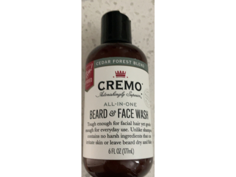 Cremo All-In-One Beard & Face Wash, Cedar Forest, 6 fl oz/177 mL