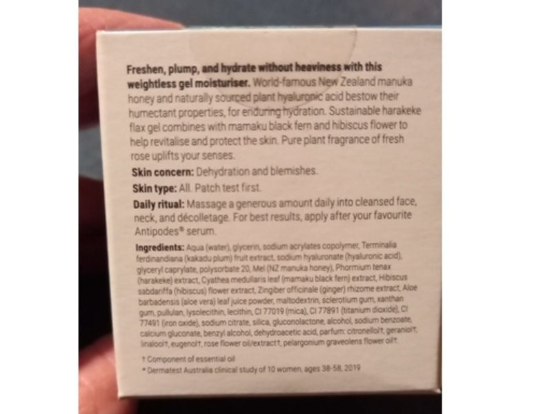 Antipodes Baptide Hyaluronic Ultra-Hydrating Water Gel, Manuka Honey & Harakeke Flax, 2 fl oz/60 mL