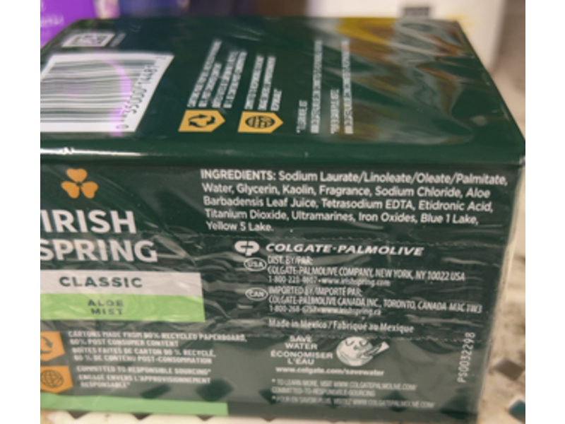 Irish Spring Bar Soap, Aloe Mist, 3,2 oz/90 g, 2 Count
