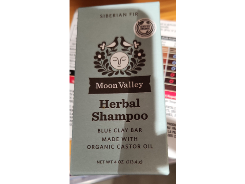 Moon Valley Organic Blue Clay Herbal Shampoo Bar, Castor Oil, 4 oz/113.4 g