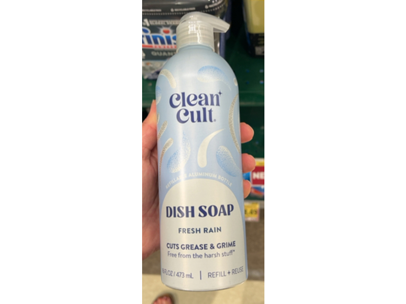 Clean Cult Dish Soap, Fresh Rain, 16 fl oz/473 mL