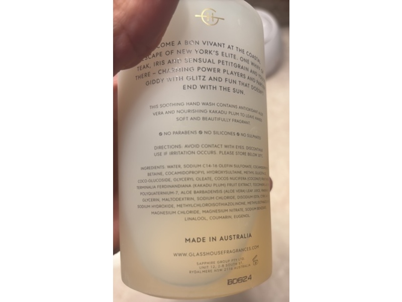 Glass House The Hamptons Hand Wash, Teak & Petitgrain, 15.2 fl oz/450 mL