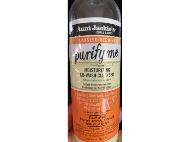 Aunt Jackie's Purify Me Moisturizing Co-Wash Hair Cleanser, Flaxseed Recipes, 12 fl oz/355 mL