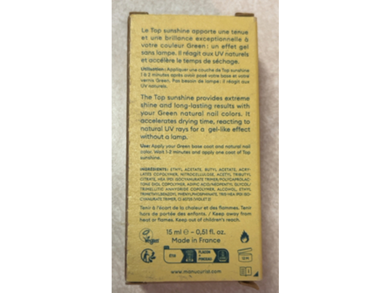 Manucurist Top coat sunshine, Green, 0.51 fl oz/15 mL