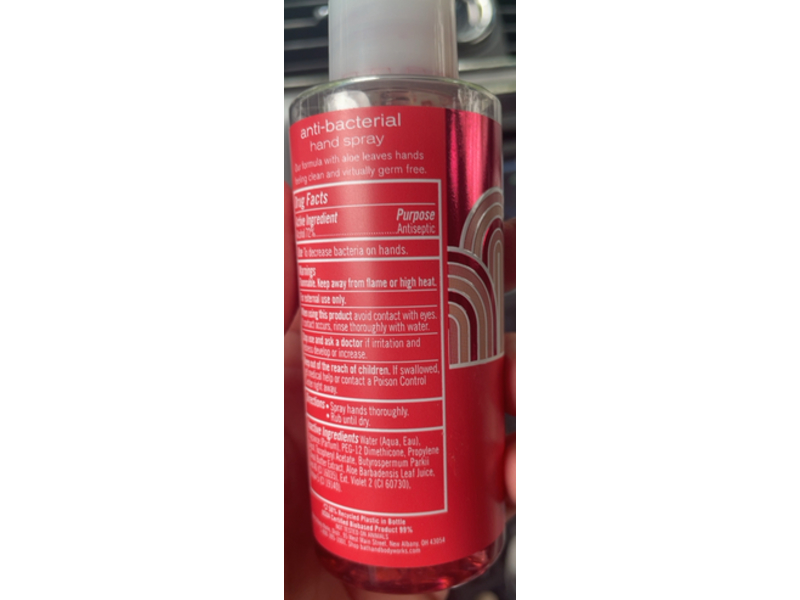 Bath & Body Works Anti Bacterial Hand Spray, Watermelon Lemonade, 3 fl oz/88 mL