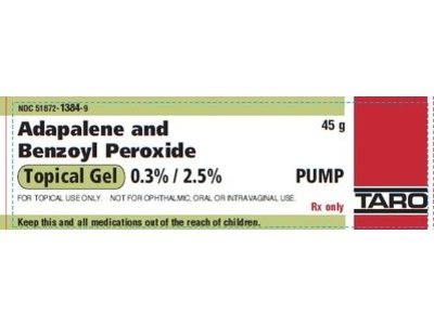 Adapalene and Benzoyl Peroxide Gel 0.3%/2.5%, 45 g, Taro (Rx)