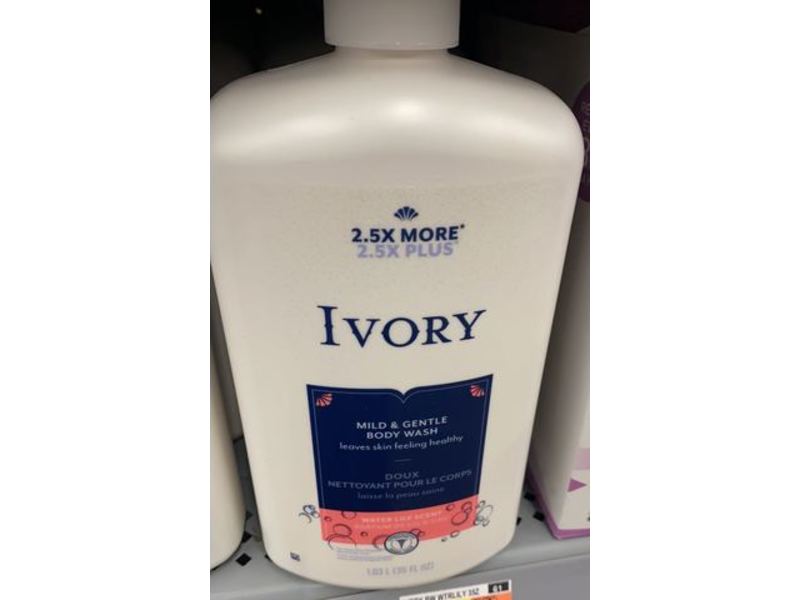 Ivory Mild & Gentle Body Wash, Water Lily Scent, 35 fl oz/1.03 L