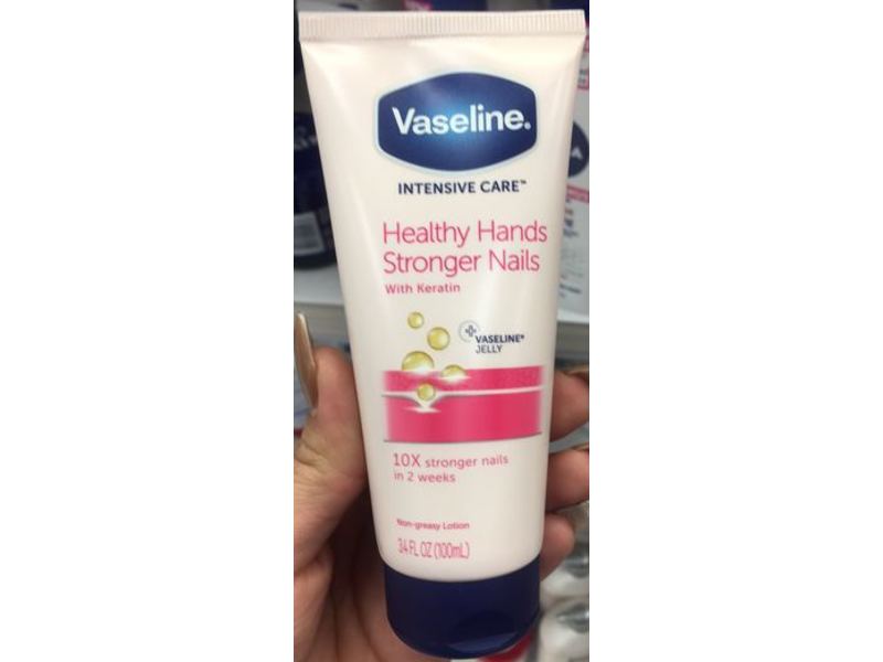 Vaseline Intensive Care Healthy Hands Stronger Nails, Non Greasy Lotion, 3.4 fl oz / 100 mL
