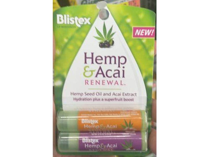 Blistex Hemp & Acai Renewal Lip Balm, Raspberry Ginger & Cherry Cream, Pack Of 2