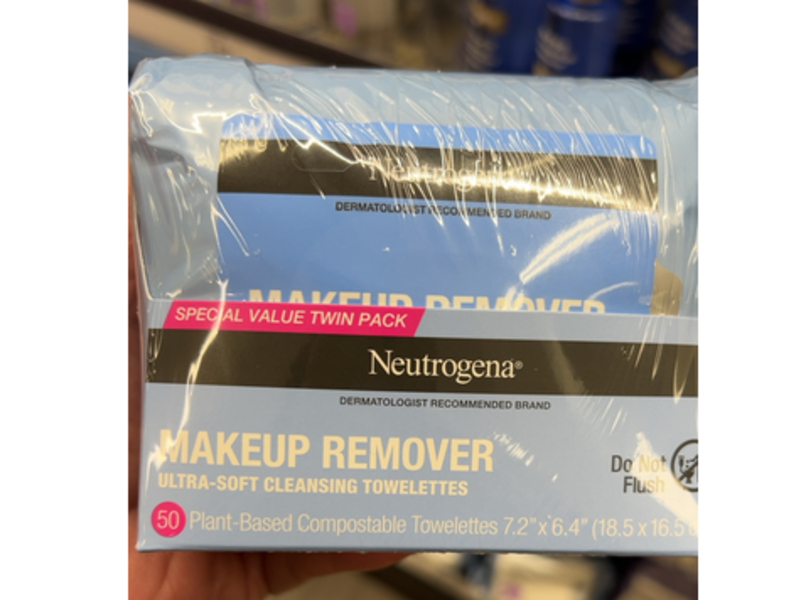 Neutrogena Makeup Remover Ultra Soft Cleansing Towelettes, 50 Count, Pack Of 2