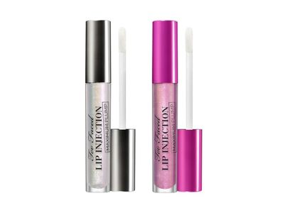 Too Faced Lip Injection Maximum Plump Lip Gloss Duo, Amethyst Crystal + Diamond Fire, 0.14 oz/4.2 mL