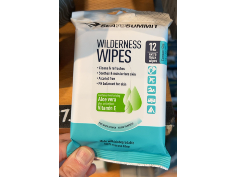 Sea To Summit Wilderness Wipes, Aloe Vera + Vitamin E, 12 Count