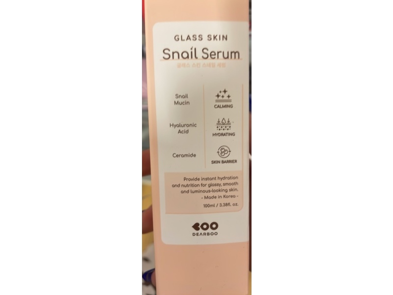 Dearboo Glass Skin Snail Serum, 3.38 fl oz/100 mL