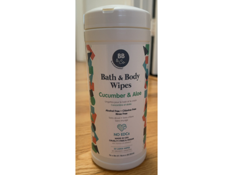 BB & Co Bath & Body Wipes, Cucumber & Aloe, 30 Count