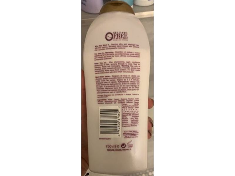 Ogx Extra Strength Damage Remedy + Coconut Miracle Oil Conditioner, 25.4 fl oz/750 mL