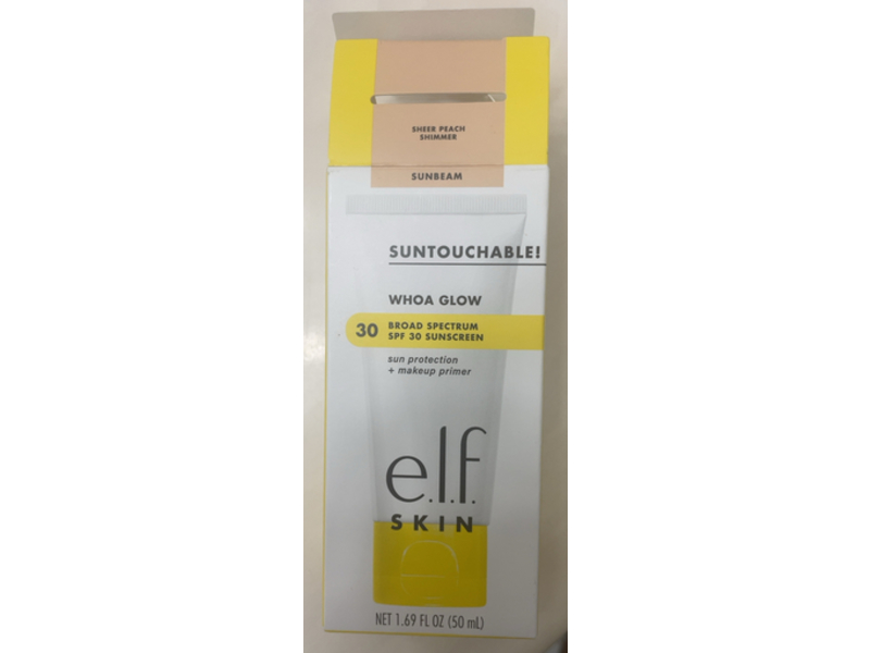 e.l.f. Suntouchable Whoa Glow Sun Protection + Makeup Primer, Sunbeam, 1.69 fl oz/50 mL