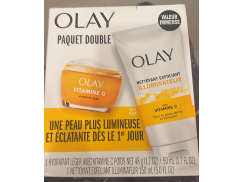 Olay Brighter Glowing Skin Day 1 Duo, Vitamin C Moisturizer + Brightener Exfoliating Cleanser