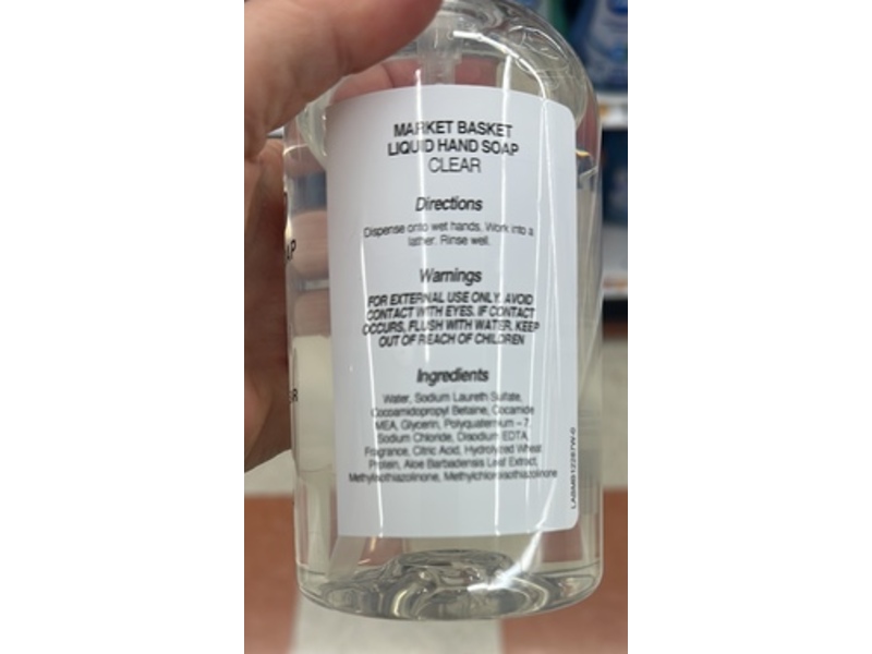 Market Basket Liquid Hand Soap, Clear, 16 fl oz/473 mL