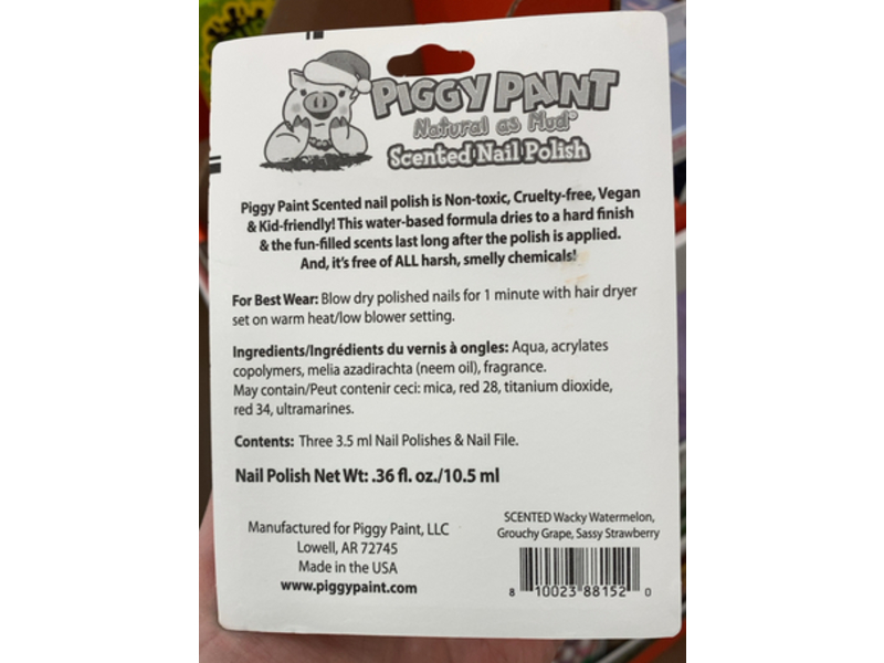 Piggy Paint Nail Polish, Wacky Watermelon + Grouchy Grape & Sassy Strawberry, 36 fl oz/10.5 mL