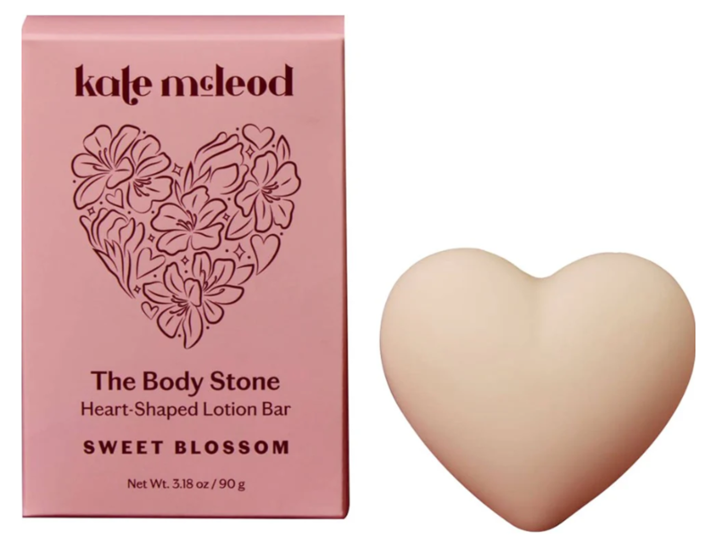Kate McLeod The Body Stone Heart Shaped Lotion Bar, Sweet Blossom, 3.18 fl oz/90 g