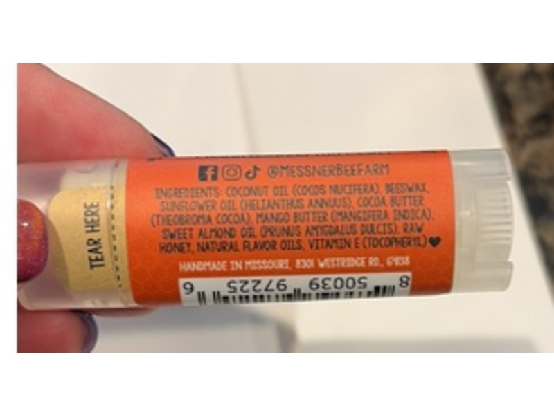 Messner Bee Farm Lip Balm, Strawberry Rhubarb, 0.33 oz/9.36 g