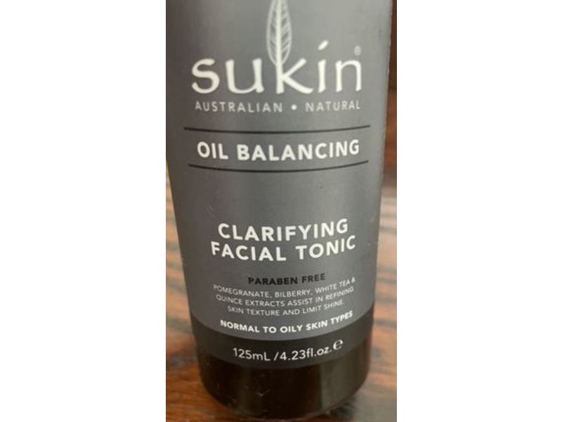 Sukin Oil Balancing Clarifying Facial Tonic, Pomegranate, Bilberry, White Tea & Quince Extract, 4.23 fl oz/125 mL
