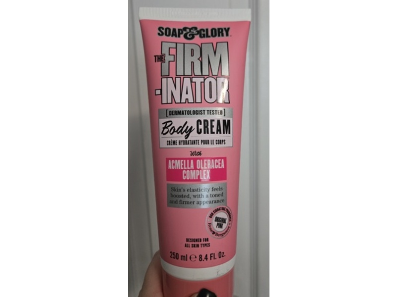 Soap & Glory The Firminator Body Cream, Acmella Oleracea Complex, Shea Butter & Sunflower Seed Oil, 8.4 fl oz/250 mL