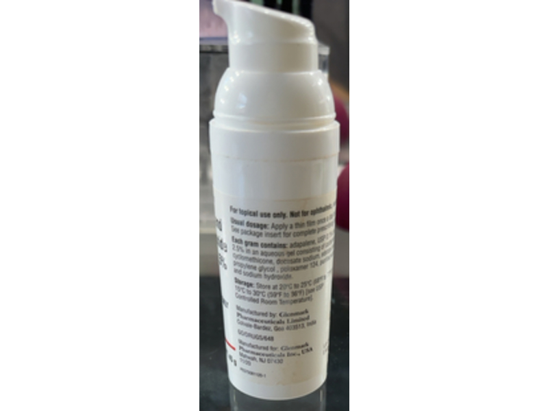 Adapalene and Benzoyl Peroxide Gel 0.1% / 2.5%, 45 g, Glenmark (Rx)