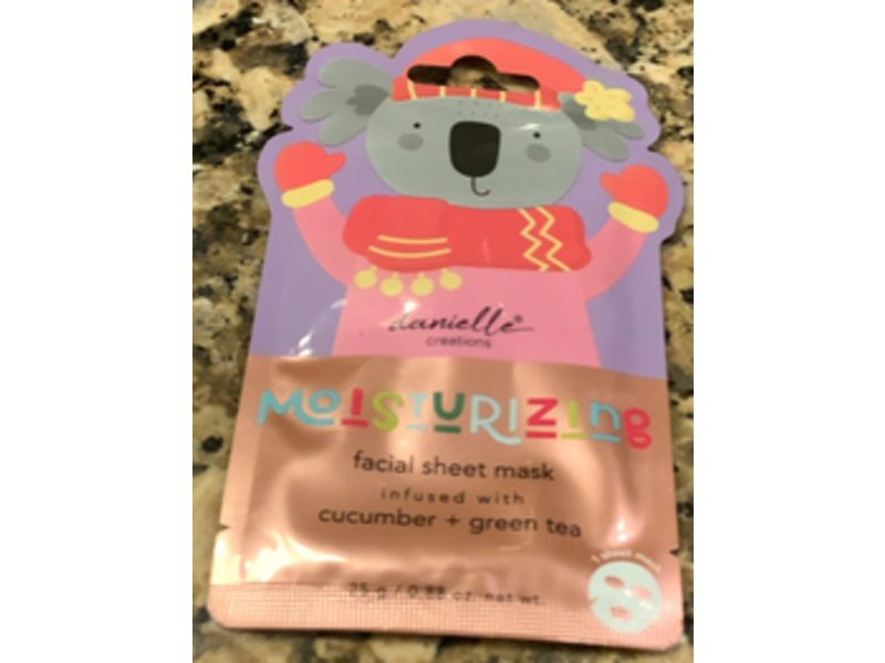 Danielle Creations Moisturizing Facial Sheet Mask, Cucumber+Green Tea, 0.88 oz/25 g