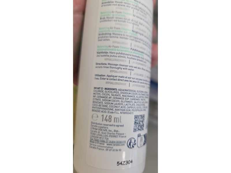 CeraVe Balancing Air Foam Cleanser, 5 fl oz/148 mL