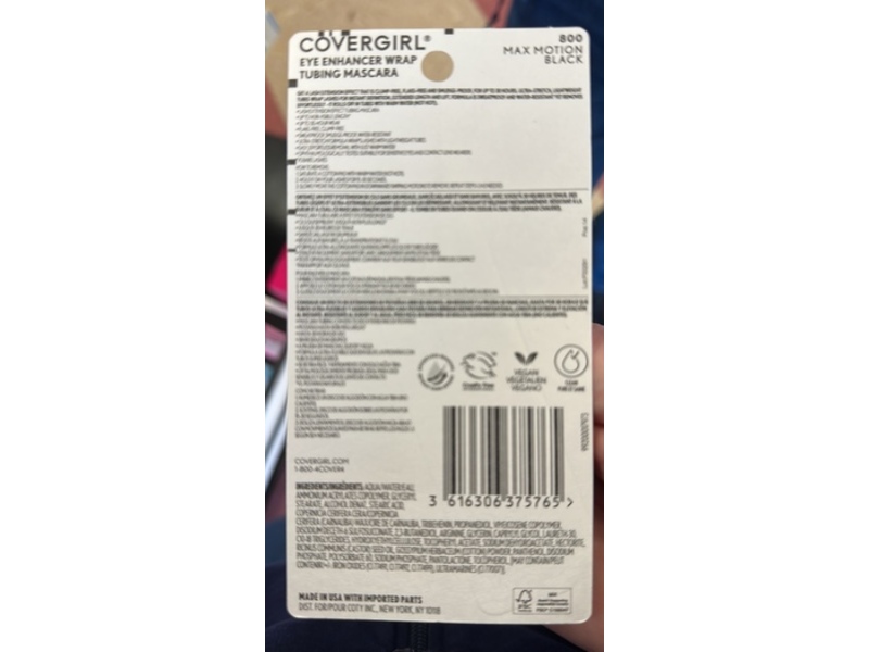 Cover Girl Eye Enhancer Wrap Tubing Mascara, 800 Mx Motion Black, 0.27 fl oz